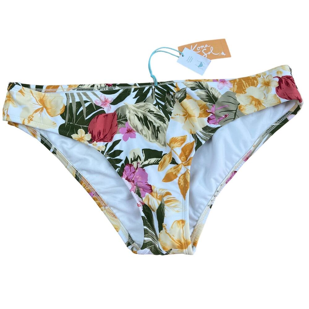 Kona Sol Women's Floral Print Medium Coverage Bikini Bottom - Size XL - NWT